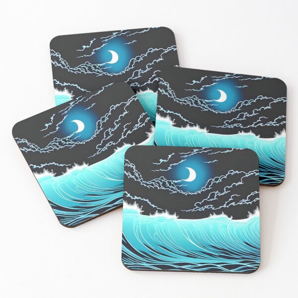 Item preview, Glowing Midnight Waves, ink drawing, Ai Generated Art  designed and sold by ACC .