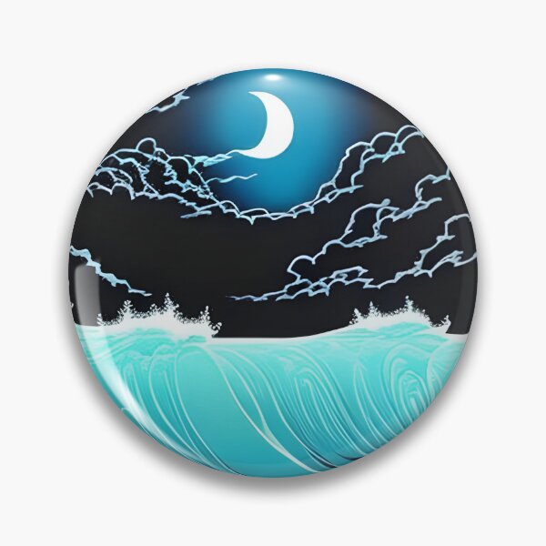 Item preview, Glowing Midnight Waves, ink drawing, Ai Generated Art  designed and sold by ACC .