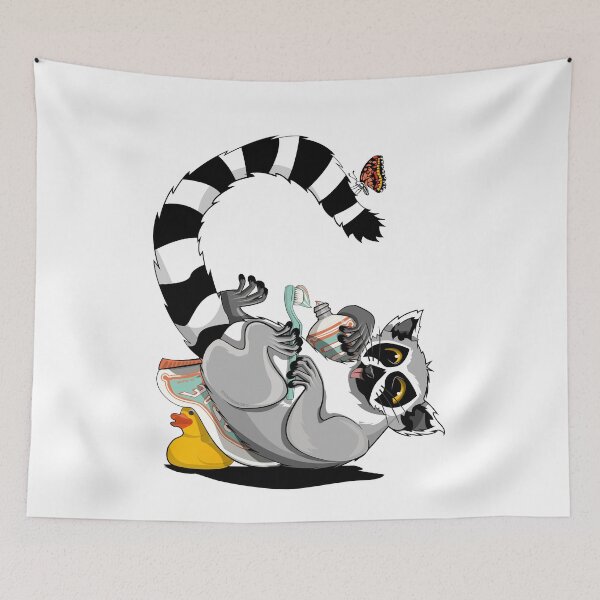 Item preview, Ring Tailed Lemur Cleaning teeth, funny bathroom humour designed and sold by Wyattdesign.