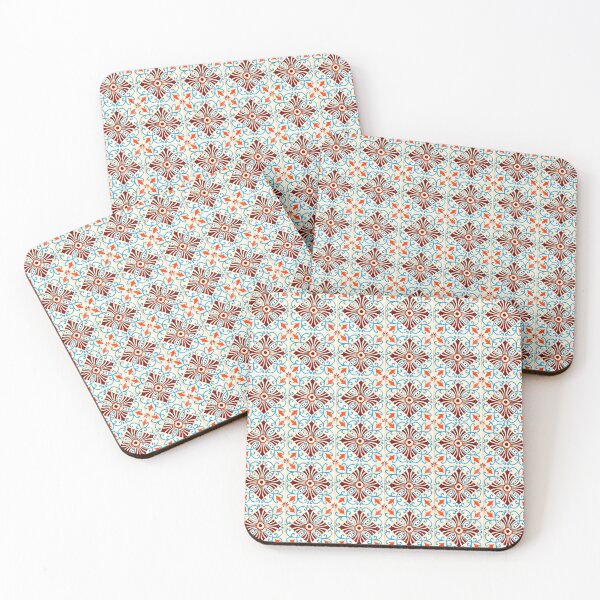 Item preview,  portuguese tiles with flowers in orange and blue tone designed and sold by isabel poulin.