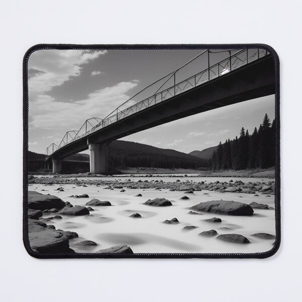 Item preview, A Minimalist Landscape With A Single Bridge Spanning A River Ai Generated Art designed and sold by AiGens.