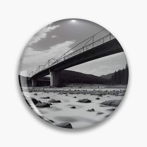Item preview, A Minimalist Landscape With A Single Bridge Spanning A River Ai Generated Art designed and sold by AiGens.
