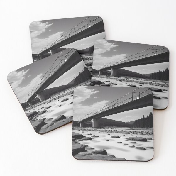 Item preview, A Minimalist Landscape With A Single Bridge Spanning A River Ai Generated Art designed and sold by AiGens.