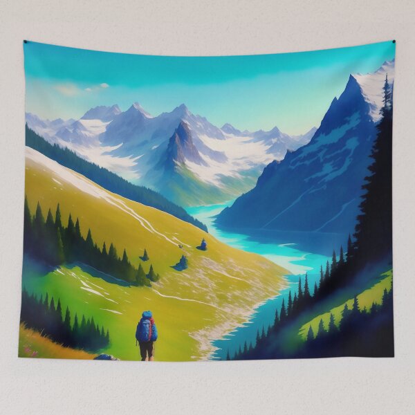 Artikelvorschau, Backpacker auf einem Trekking Trail entworfen und verkauft von Parag's Travel Shop.