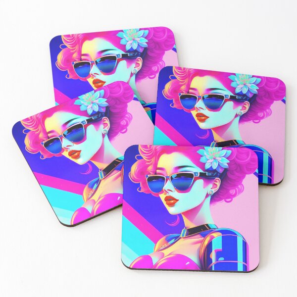 Artikelvorschau, Super sexy asiatisches Mädchen in Gläsern mit ultrarosa Haaren Vaporwave Anime Style AI Art entworfen und verkauft von unusualillusion.