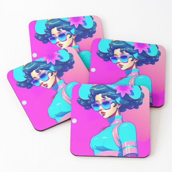 Artikelvorschau, Schönes asiatisches Mädchen in Gläsern mit ultrarosa Haaren Vaporwave Anime Style AI Art entworfen und verkauft von unusualillusion.
