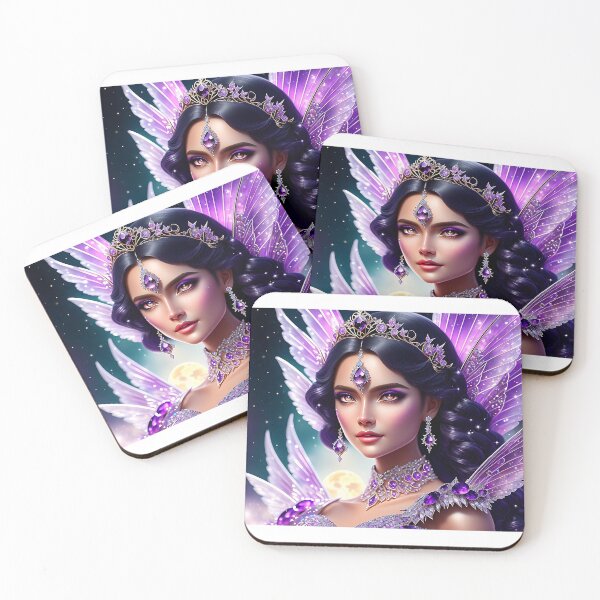 Item preview, Beautiful Fantasy Art: Amethyst Crystal Moon Goddess, Gem Goddess, Amethyst Goddess designed and sold by SerenityOracle.