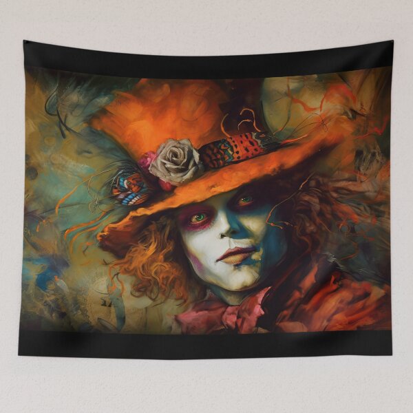Item preview, Mad Hatter Portrait - Mad Hatter from Alice in Wonderland, Digital Impressionist Painting, Beautiful Bright Orange Vivid Vibrant Colours - very high resolution designed and sold by CloudofKnowing.