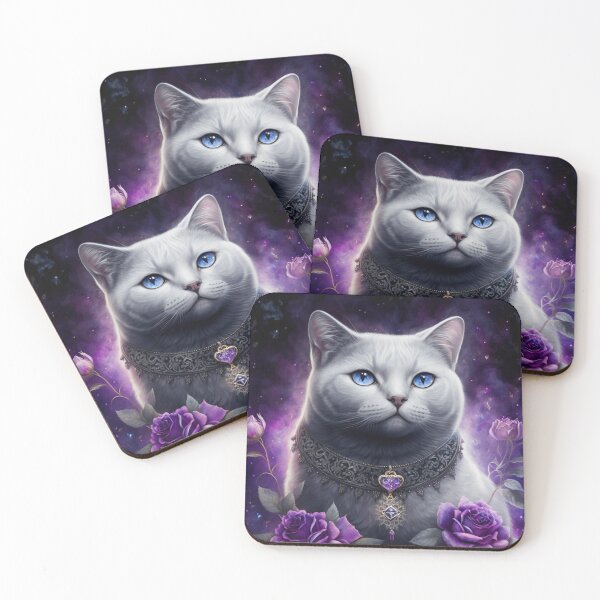 Artikelvorschau, Gorgeous White British Shorthair Cat entworfen und verkauft von Nocturne  Paws.