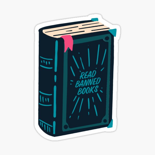 Item preview, Read Banned Books sticker design learning knowledge power wisdom book tomb illustration designed and sold by timoriedy.