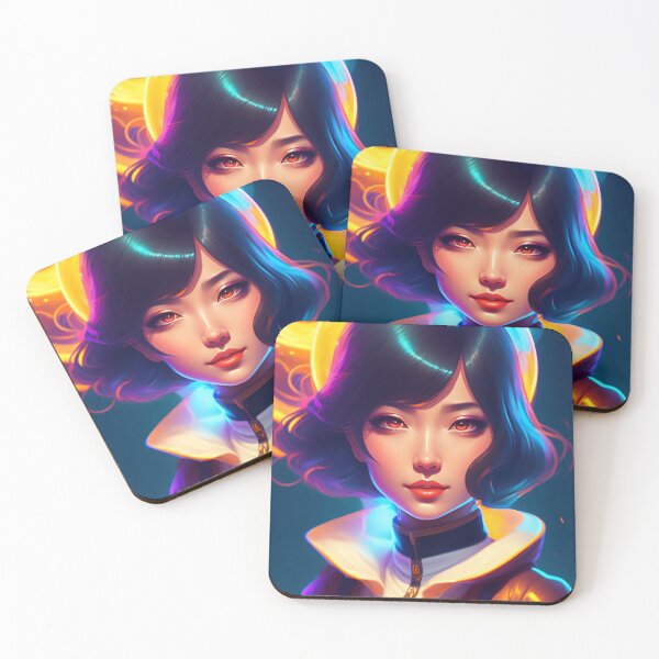 Item preview, Beautiful Cute Anime Girl Scientist Cyberpunk Retrowave Style AI Art designed and sold by unusualillusion.