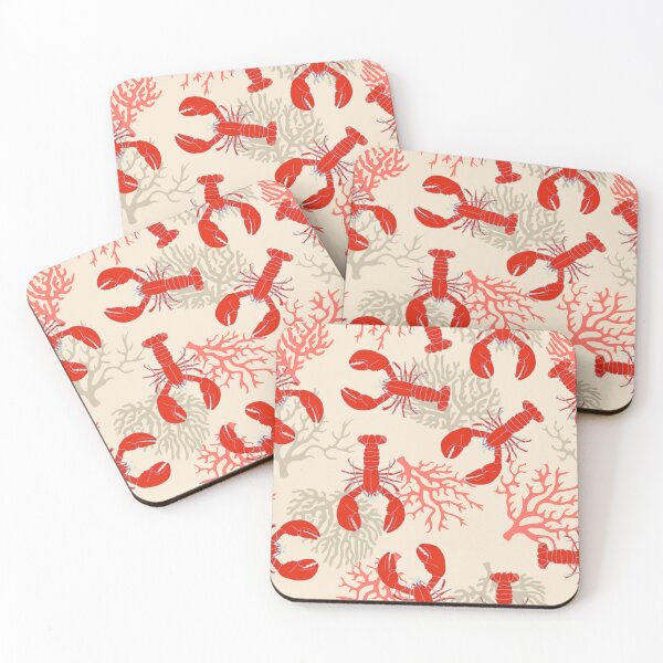 Item preview, Coastal Red Lobsters and Coral Pattern designed and sold by HotHibiscus.