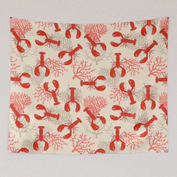 Item preview, Coastal Red Lobsters and Coral Pattern designed and sold by HotHibiscus.