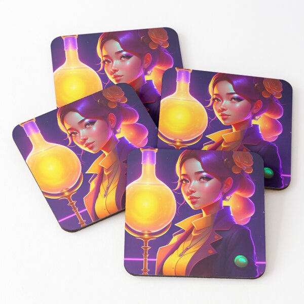 Item preview, Beautiful Cute Anime Girl Scientist Cyberpunk Retrowave Style AI Art designed and sold by unusualillusion.