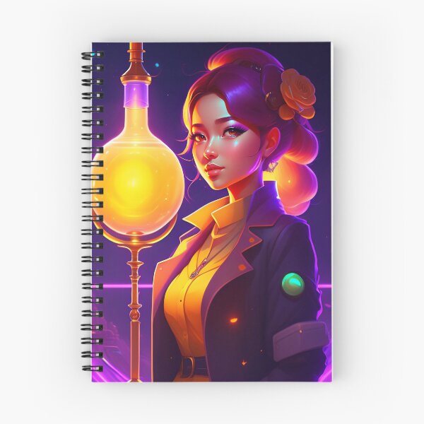 Item preview, Beautiful Cute Anime Girl Scientist Cyberpunk Retrowave Style AI Art designed and sold by unusualillusion.