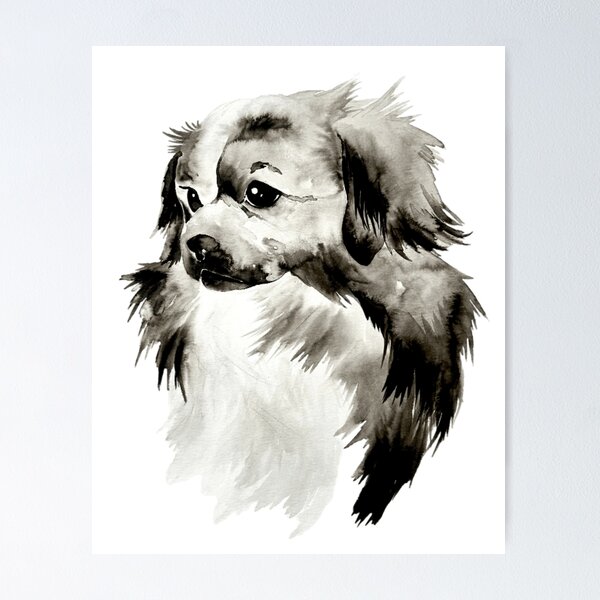 Item preview, Beautiful Ink Drawing/ Painting of Tibetan Spaniel designed and sold by Monica C. Webster.