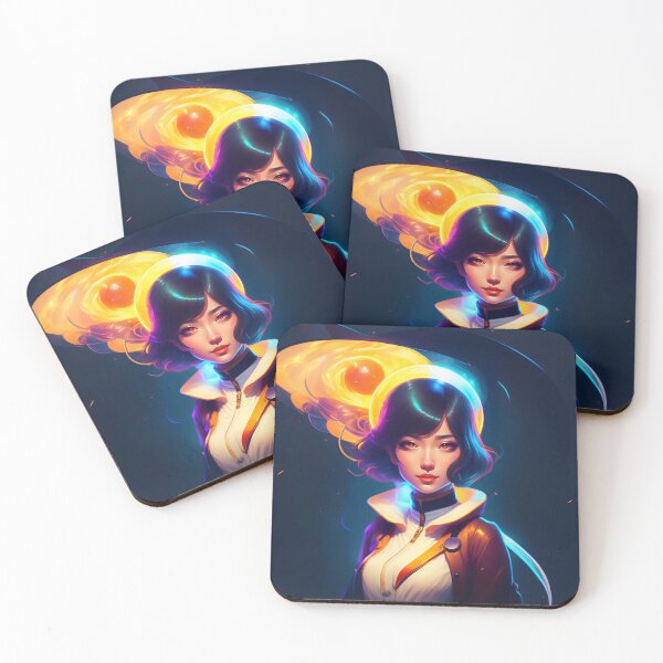 Item preview, Beautiful Cute Anime Girl Scientist Cosmic Retrowave Style AI Art designed and sold by unusualillusion.