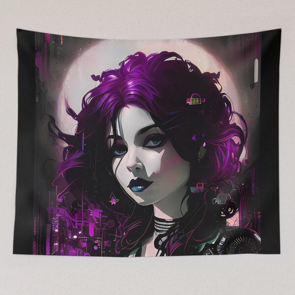 Item preview, Purple Gothic Girl Portrait No.3 designed and sold by Artistic Fusion Lab.