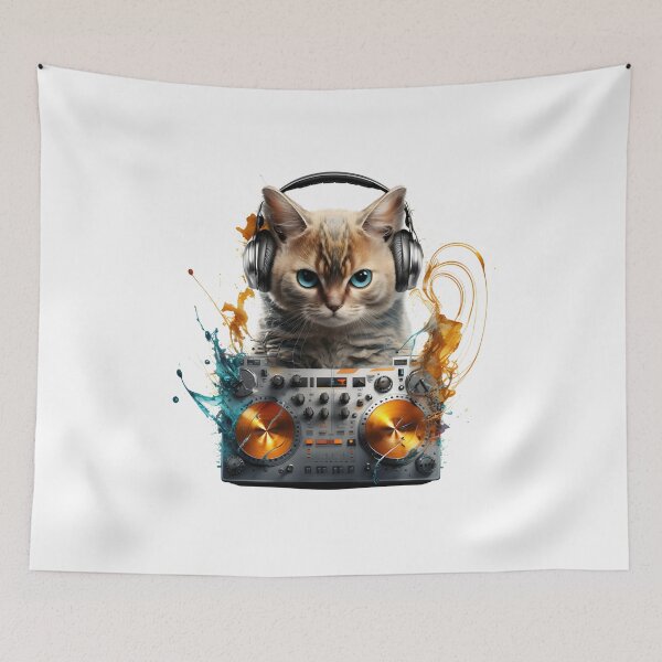 Item preview, Dj Cat Playing Music designed and sold by ekachar.