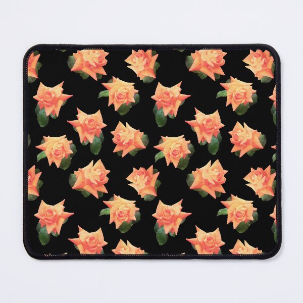 Item preview, Orange watercolor rose print on black designed and sold by LittleBettyMakes.