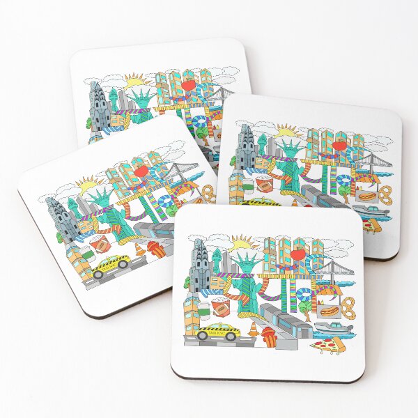 Item preview, New York City doodle - The Big Apple - Statue Of Liberty - Pizza designed and sold by nomadicblueart.