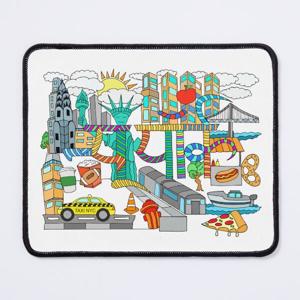 Item preview, New York City doodle - The Big Apple - Statue Of Liberty - Pizza designed and sold by nomadicblueart.