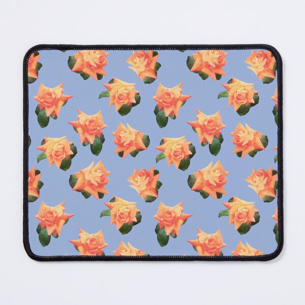 Item preview, Orange watercolor rose print on blue designed and sold by LittleBettyMakes.