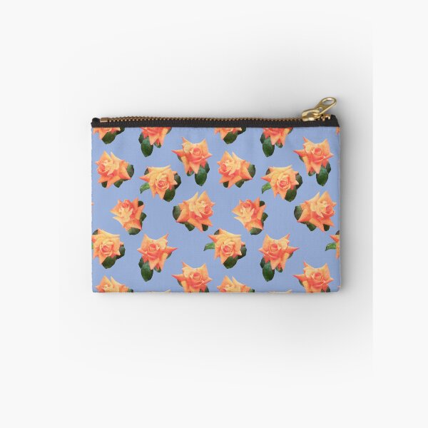 Item preview, Orange watercolor rose print on blue designed and sold by LittleBettyMakes.