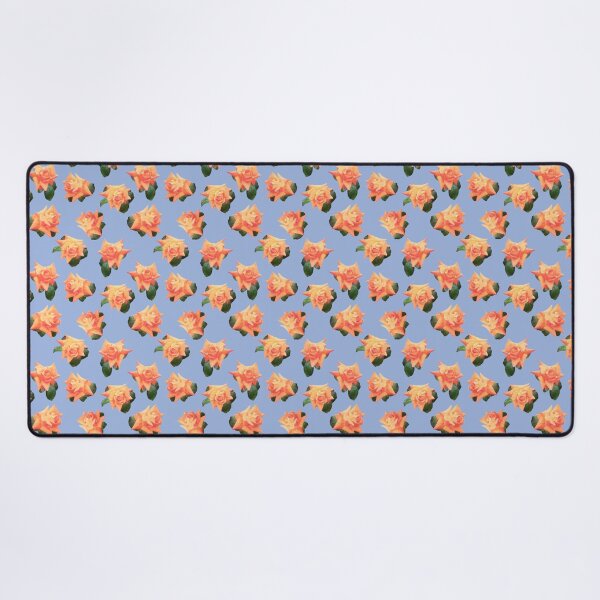 Item preview, Orange watercolor rose print on blue designed and sold by LittleBettyMakes.