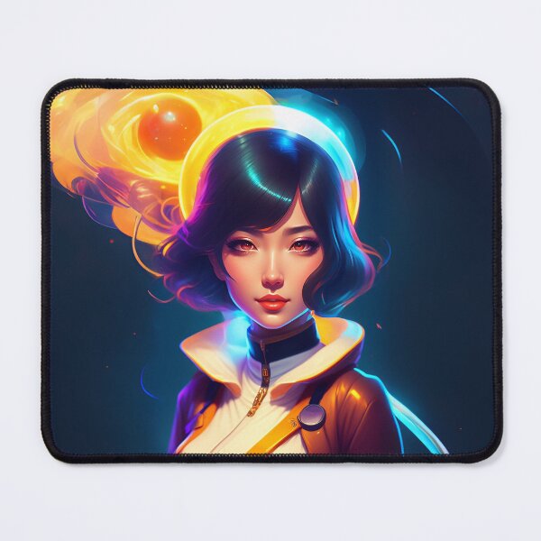 Item preview, Beautiful Cute Anime Girl Scientist Cosmic Retrowave Style AI Art designed and sold by unusualillusion.