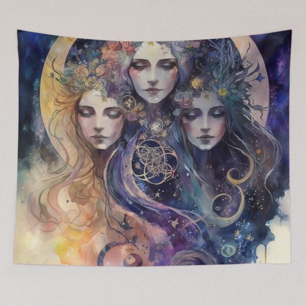 Item preview, Triple Moon Goddess, Witchy Rainbow Art designed and sold by MoonBohemian.