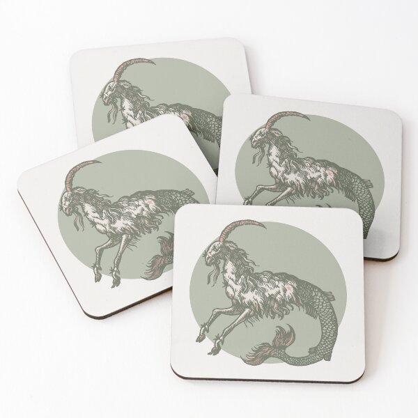 Item preview, Capricorn woodcut edit green-pink designed and sold by Laraus.