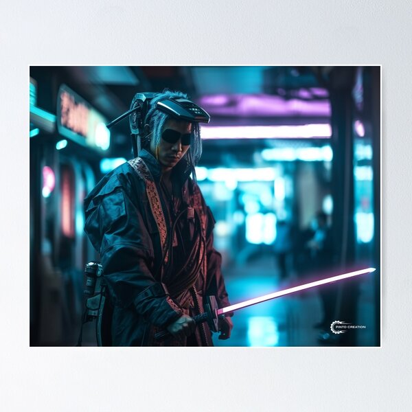 Artikel-Vorschau von Entfesseln Sie Ihren inneren Samurai mit diesem Cyberpunk-Kunstporträt, designt und verkauft von CreationP.