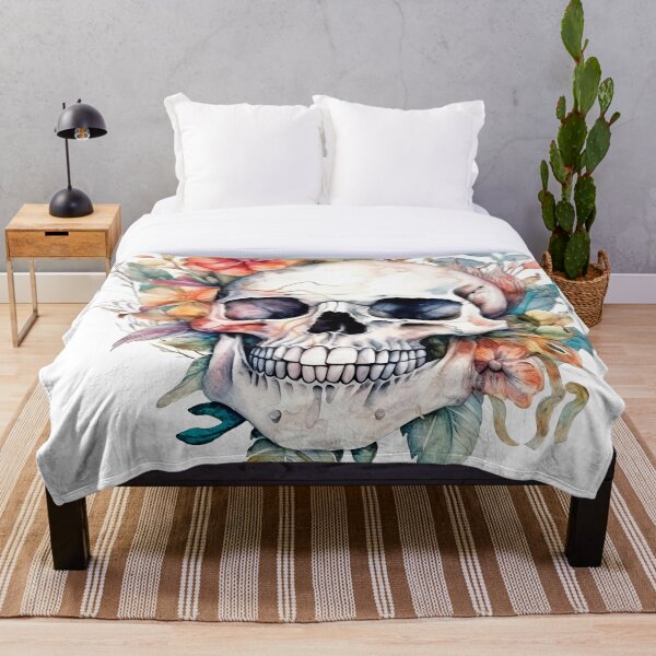 Item preview, Skull Overgrown By Flowers Watercolor Painting #1 designed and sold by VictorSchell.