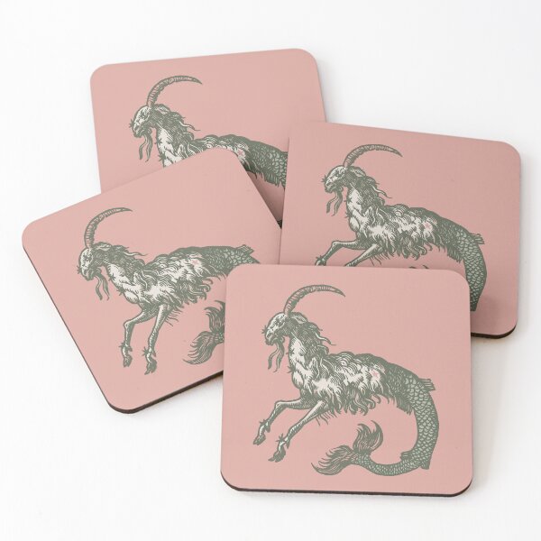 Item preview, Capricorn woordcut green-pink designed and sold by Laraus.