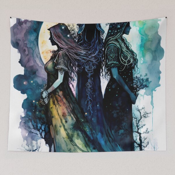 Item preview, Triple Moon Goddess, Witchy Dark Art designed and sold by MoonBohemian.