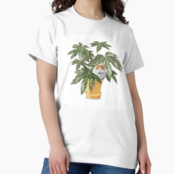 Ginger cat and house plant Classic T-Shirt