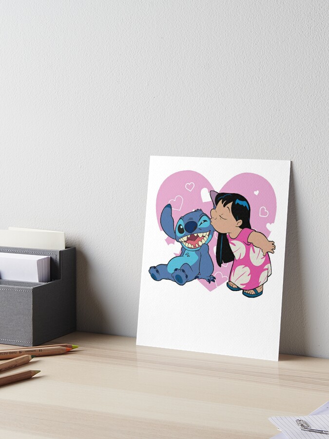 Lilo and Stitch Valentines Day Angel Cute and Fluffy Art Print by