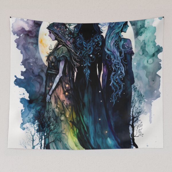 Item preview, Triple Moon Goddess, Witchy Dark Art designed and sold by MoonBohemian.