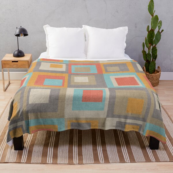 Item preview, Colored Squares Light Blue Orange Beige Grey designed and sold by FAROSSTUDIO.