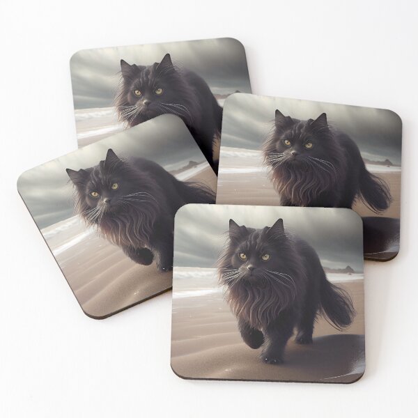 Item preview, Wise black cat on the beach deep portrait designed and sold by Plessmo.
