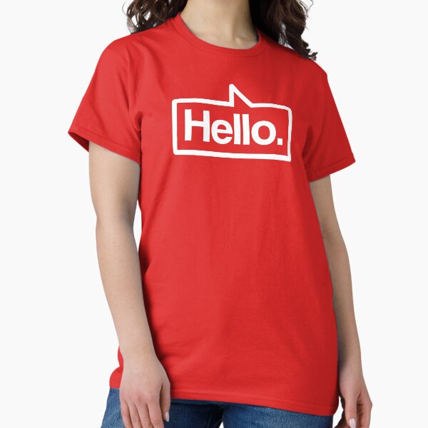 Item preview, Hello - Talking Shirt (White on Red) designed and sold by Justin Ellis.