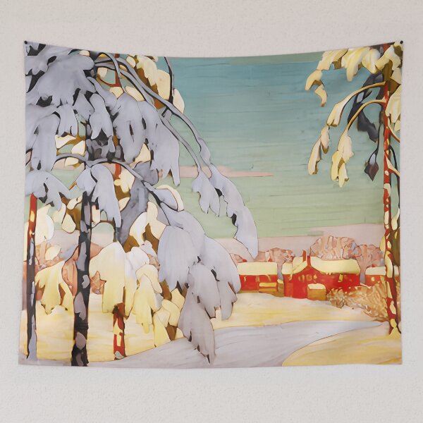 Item preview, Winter Landscape with Pink House by Lawren Harris designed and sold by TheRedVineyard.