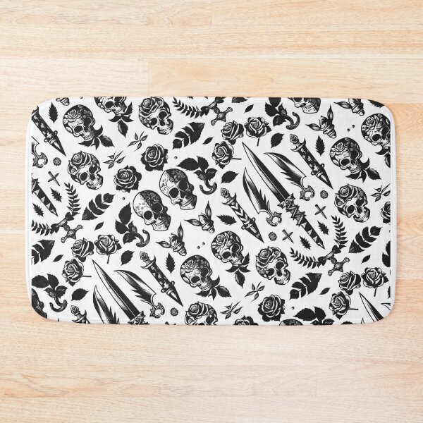 Item preview, Black and White American Traditional Tattoo Design Pattern designed and sold by MerikDigital.