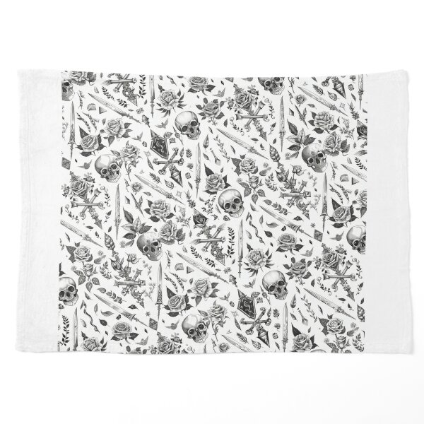 Black and White American Traditional Tattoo Design Pattern Throw