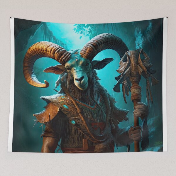 Item preview, Warrior Goat with Staff designed and sold by FireScreen.