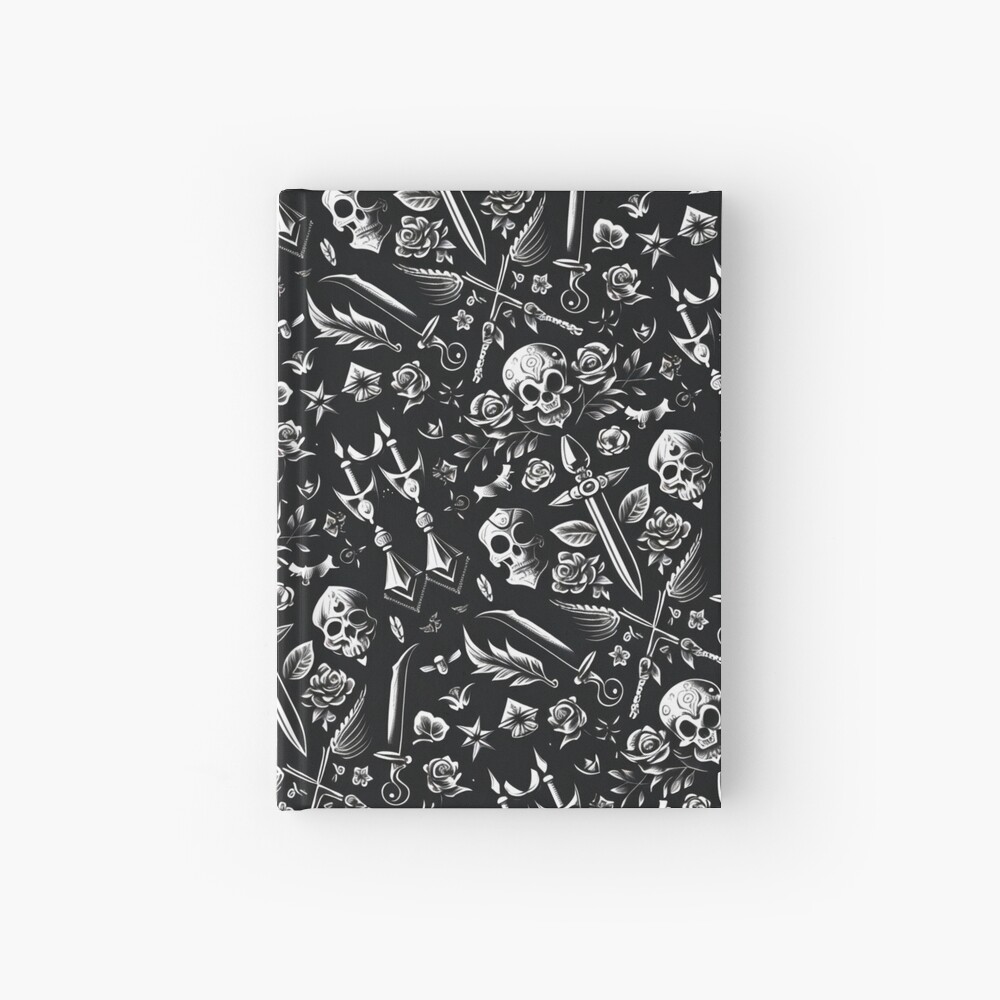 Black and White American Traditional Tattoo Design Pattern Throw