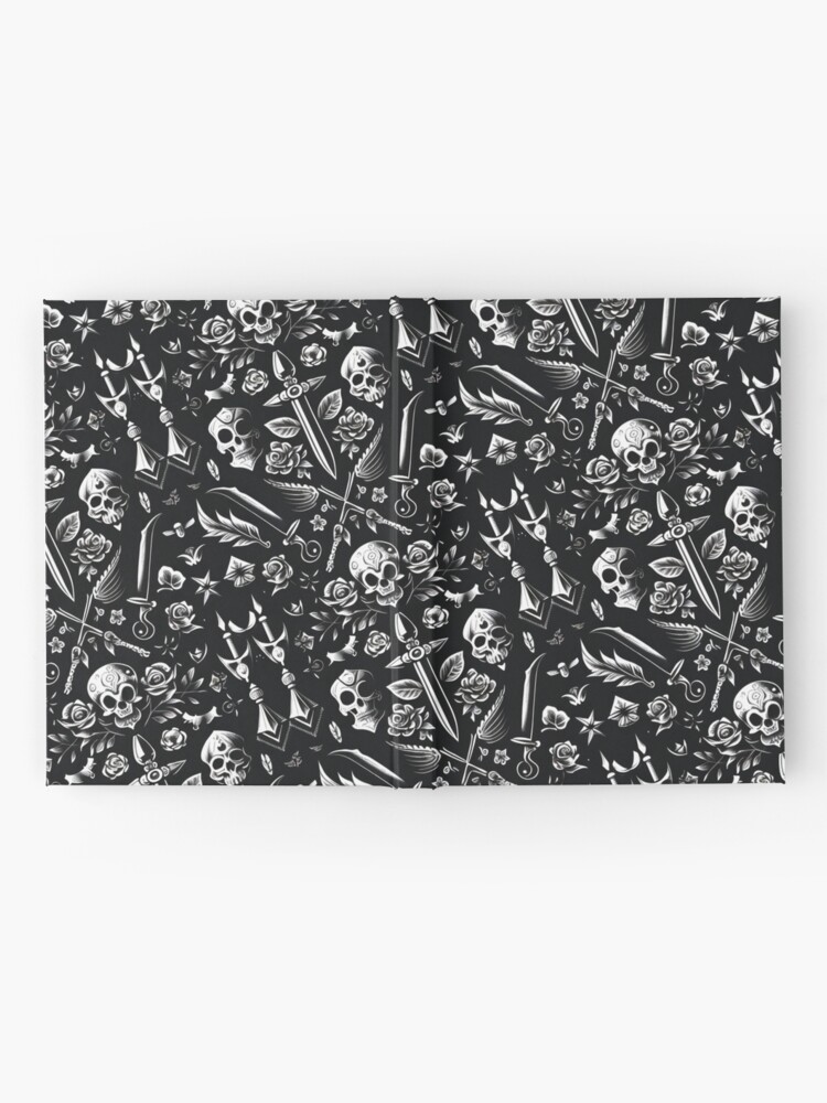 Black and White American Traditional Tattoo Design Pattern Throw