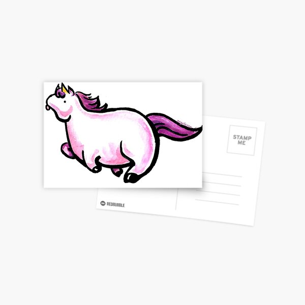 Larry the Chubby Pink Unicorn Postcard
