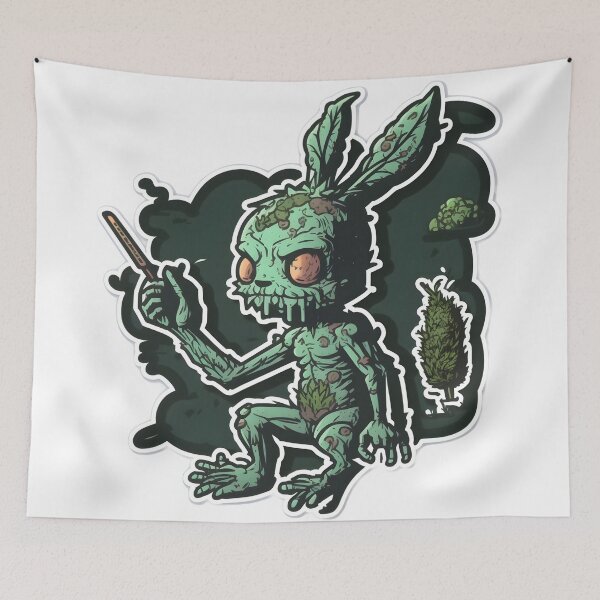 Item preview, zombie rabbit smoking joint weed designed and sold by futuresimo04.